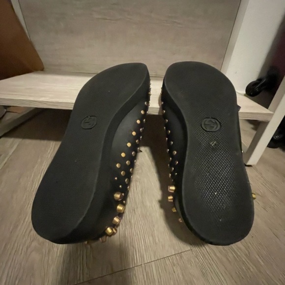 Gucci sneaker studded black and gold mens size 12 g worn twice - Picture 4 of 13